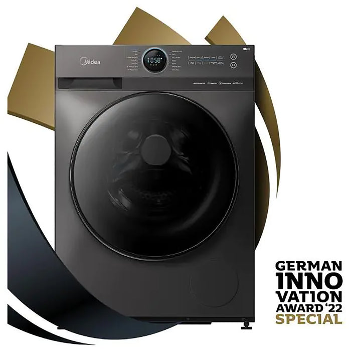 Midea 8/6 KG Smart Washer Dryer with BLDC Inverter Motor| 1400 RPM| Fully Automatic Front Load Washing & Drying Combo Wi-Fi Machine| 14 Programs-Extra Rinse/Quick 15/| Titanium| MF200D80WBT-GCC