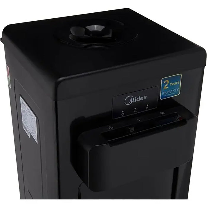 Midea Top Loading Water Dispenser |3-Taps Equipped with Hot, Cold, and Ambient Temperature | Floor Standing | Child Safety Lock for Hot Water Faucet | Best for Home, Office & Pantry | Color: Black | Model: YL1917SAE-BK EROS