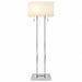 GREAT DREAM Modern Chrome Floor Lamp with Rectangular Fabric Shade, Dual Pull Chain Switch, Contemporary Bedside Lamp for Bedroom, Living Room & Office Great Dream