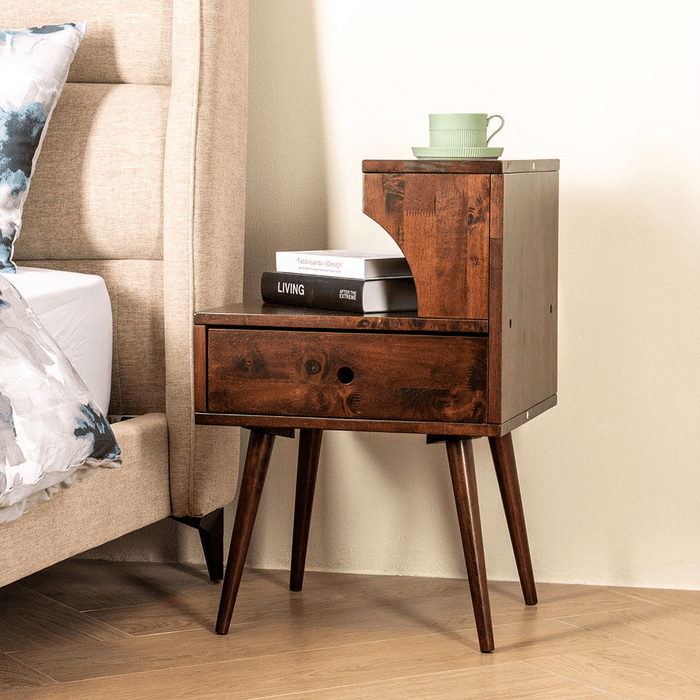 Amani Bedside Table Dark Walnut