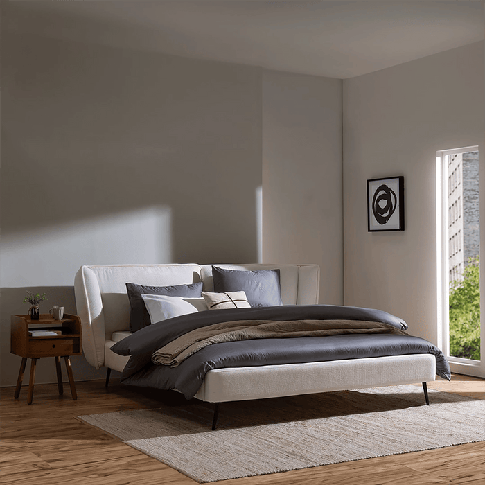 Clarke King Bed Ivory - Setinone.ae