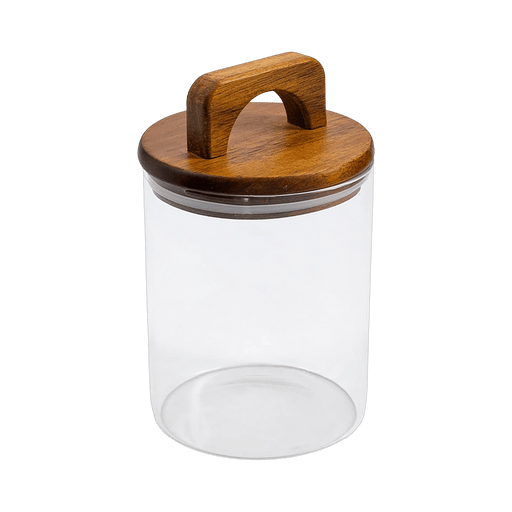 Melan Glass Canister W/Acacia Lid-880ml - Setinone.ae