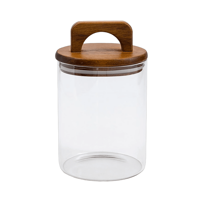 Melan Glass Canister W/Acacia Lid-880ml - Setinone.ae