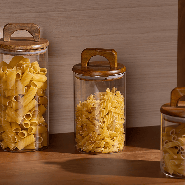 Melan Glass Canister W/Acacia Lid-1100ml