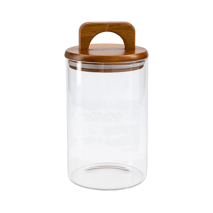 Melan Glass Canister W/Acacia Lid-1100ml - Setinone.ae