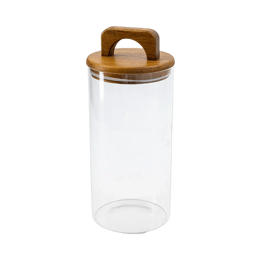 Melan Glass Canister W/Acacia Lid-1400ml - Setinone.ae