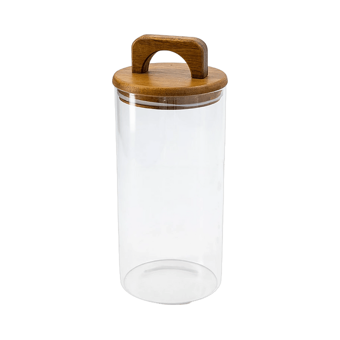 Melan Glass Canister W/Acacia Lid-1400ml - Setinone.ae