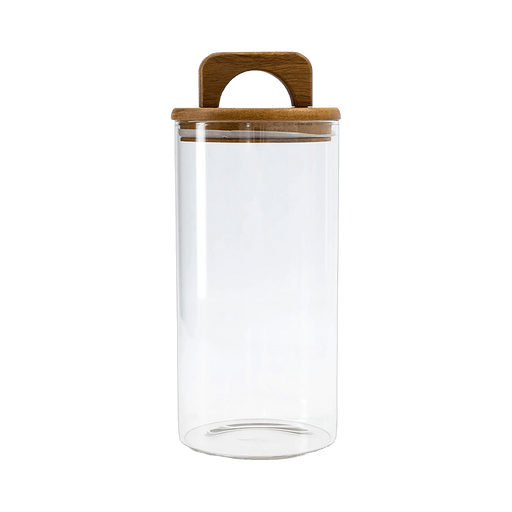 Melan Glass Canister W/Acacia Lid-1400ml - Setinone.ae