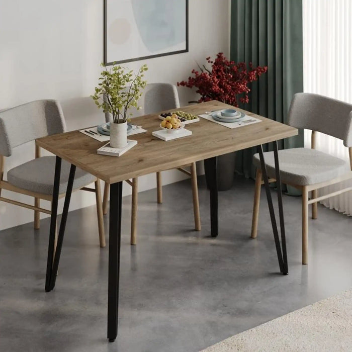 Xana Modern Dining Table With Metal Legs, 6- Seater