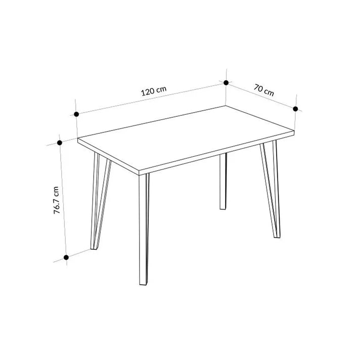 Xana Modern Dining Table With Metal Legs, 6- Seater