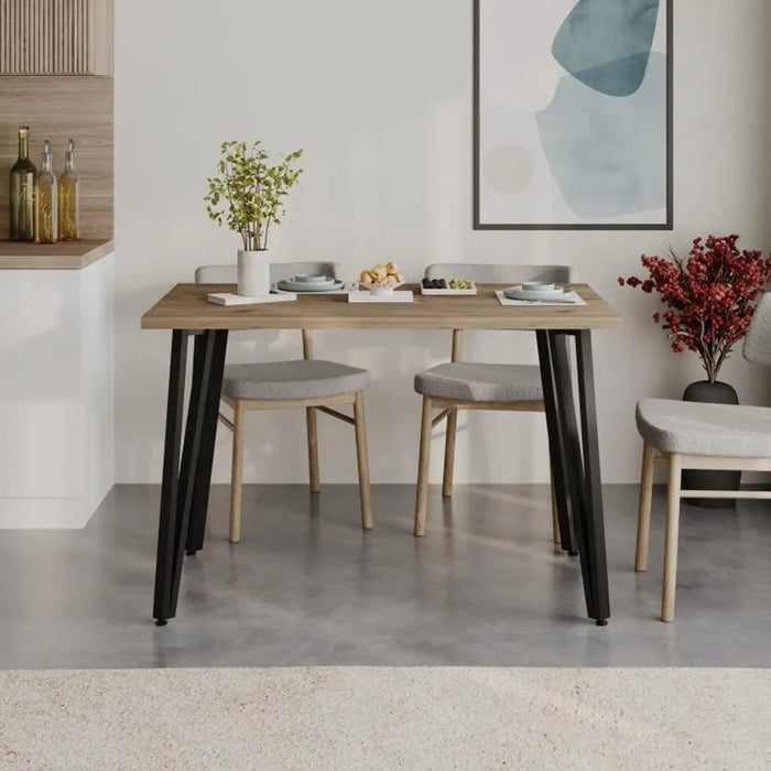 Xana Modern Dining Table With Metal Legs, 6- Seater