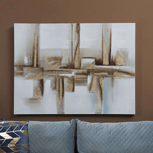 Aaina Canvas Art - Gold White Pan Home