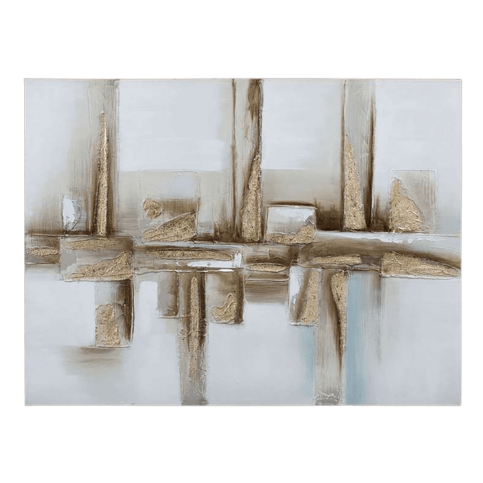 Aaina Canvas Art - Gold White Pan Home