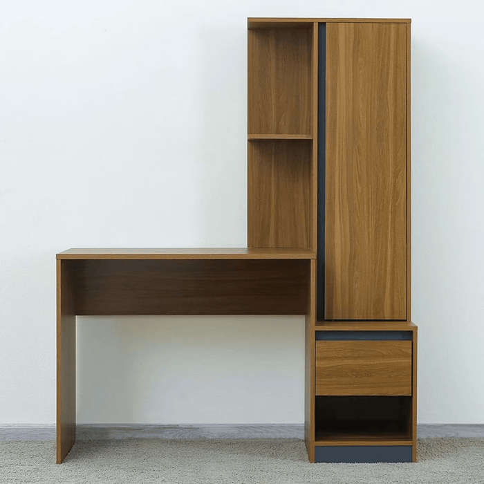 Adapt Writing Desk With Shelves Tall Cabinet - Brown