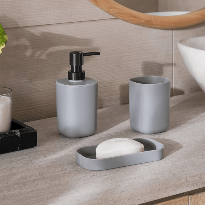 Adele Bath Accessories 3 Piece Set -Grey