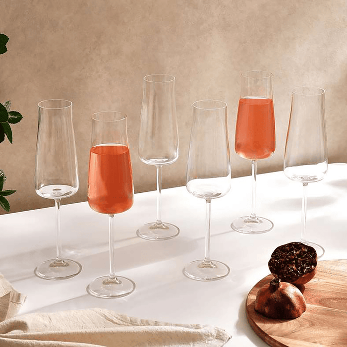 Alex 6-Piece Flute Crystal Glass Set 210Ml -Clear