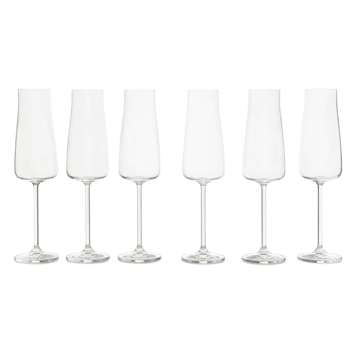 Alex 6-Piece Flute Crystal Glass Set 210Ml -Clear
