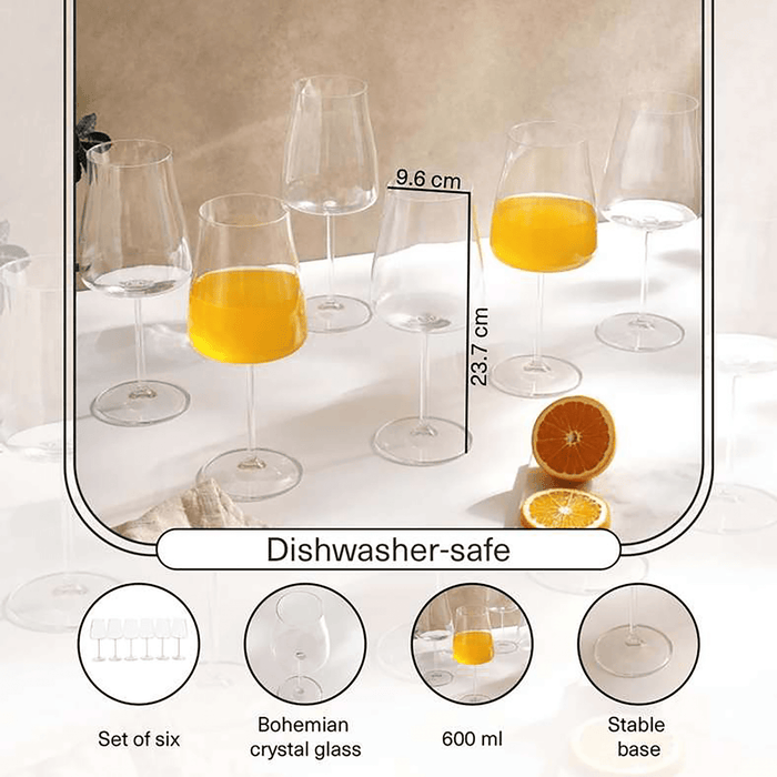 Alex 6-Piece Stemware Crystal Glass Set 600Ml -Clear
