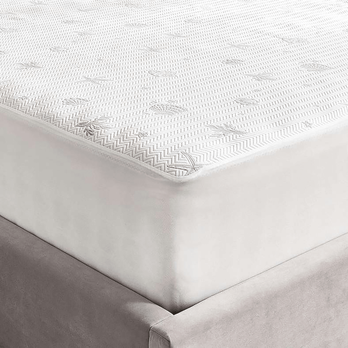 Alginate Jacquard Waterproof Mattress Protector White Pan Home