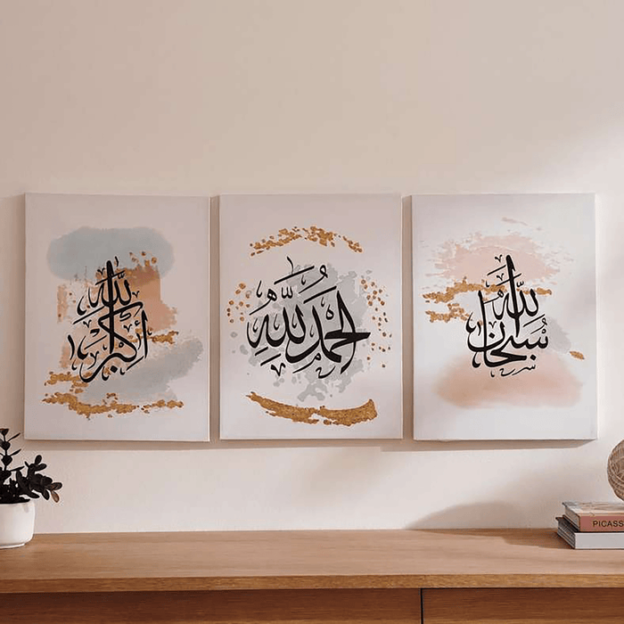 Alphabets 3-Piece Canvas Art - Blue White Pan Home