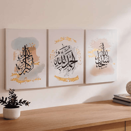 Alphabets 3-Piece Canvas Art - Blue White Pan Home