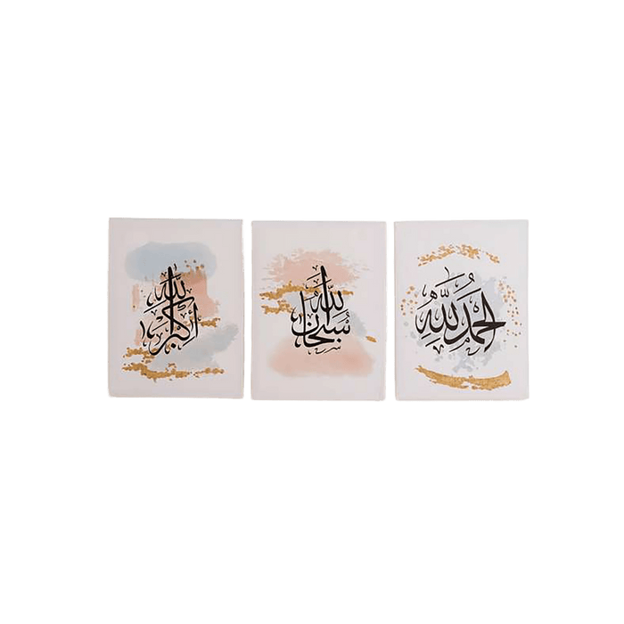 Alphabets 3-Piece Canvas Art - Blue White Pan Home