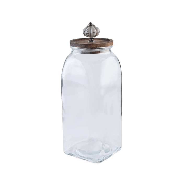 Amaya 4-Piece Glass Canister With Wooden Lid - Clear