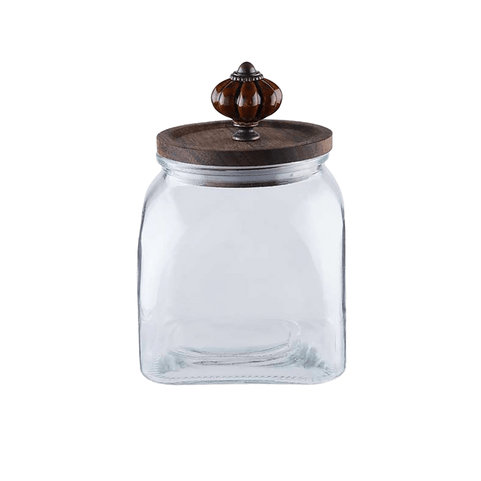 Amaya 4-Piece Glass Canister With Wooden Lid - Clear