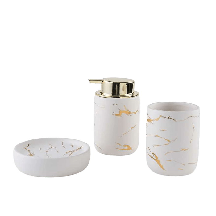 Astral 3-Piece Ceramic Bathroom Accessories Set - Gold