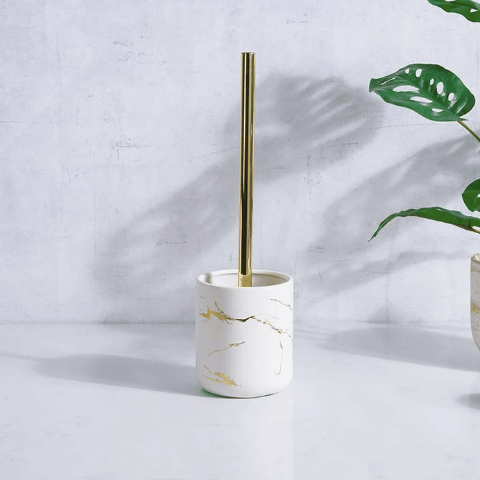 Astral Ceramic Toilet Brush Holder - Gold