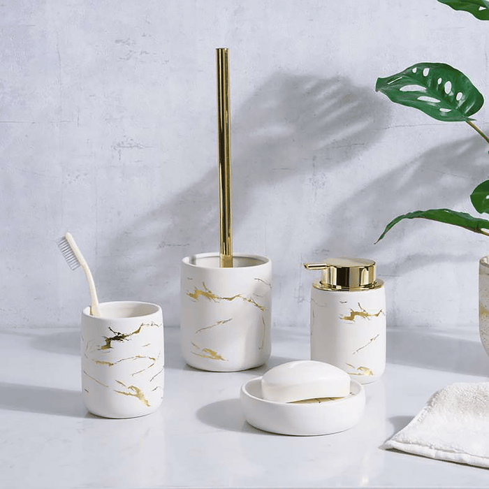 Astral Ceramic Toilet Brush Holder - Gold