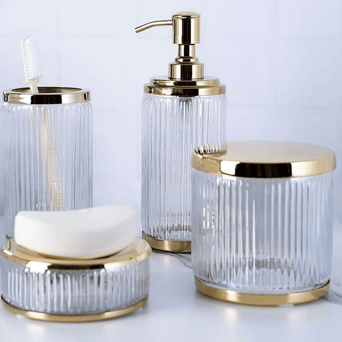 Astrid Glass Cotton Jar - Gold