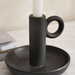 Austin Ceramic Taper Candle Holder - Black Pan Home