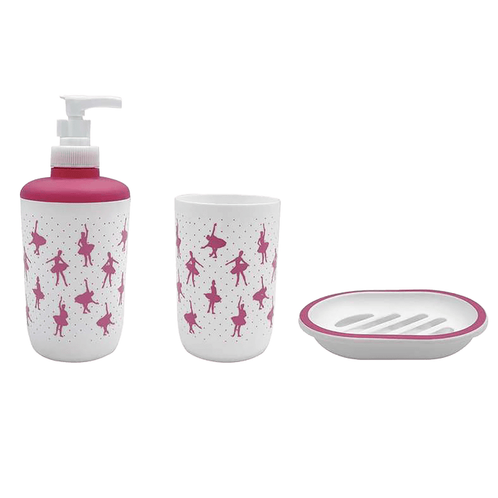 Ballerina Bath Accessories 3Pc Set-Pink