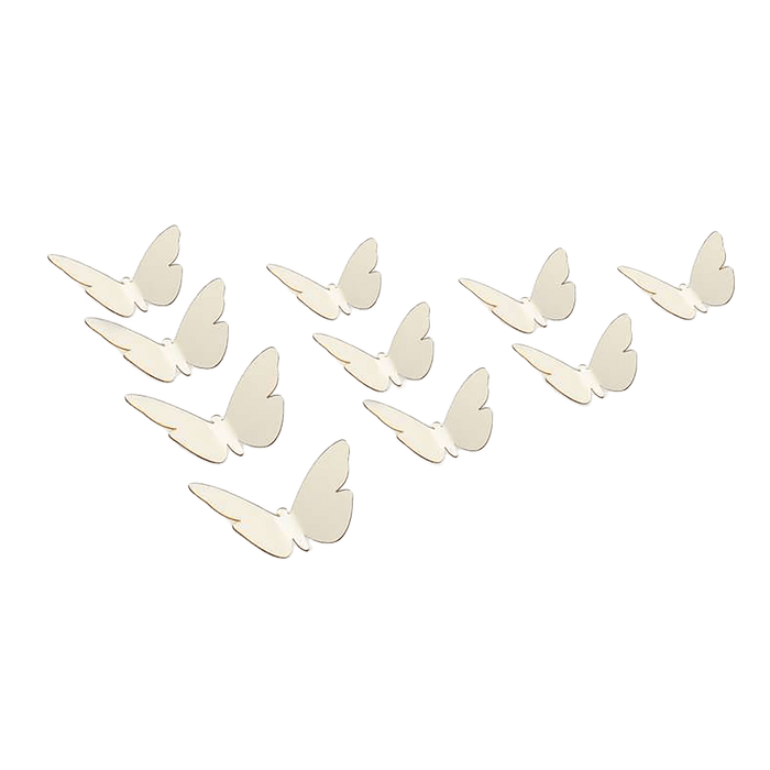 Butterfly 10 Pc Set 3D Mirror Wall Sticker - Gold