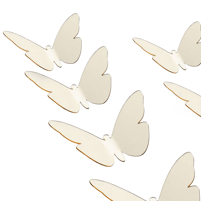 Butterfly 10 Pc Set 3D Mirror Wall Sticker - Gold
