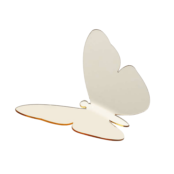Butterfly 10 Pc Set 3D Mirror Wall Sticker - Gold
