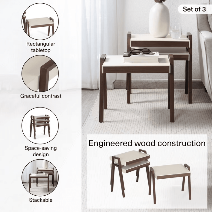 Buxton Nest Of Tables Set Of 3 - Beige and Brown