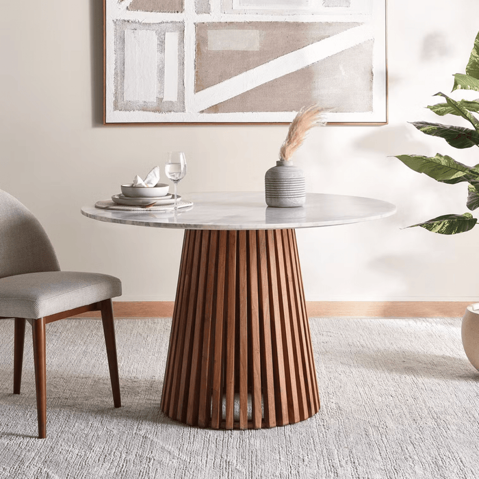 Caspian 4 Seater Dining Table Round Marble