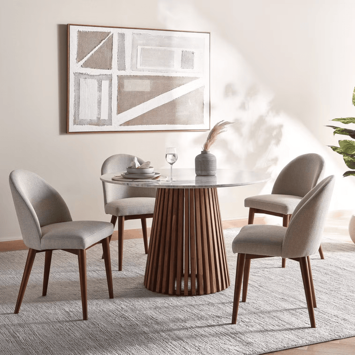 Caspian 4 Seater Dining Table Round Marble