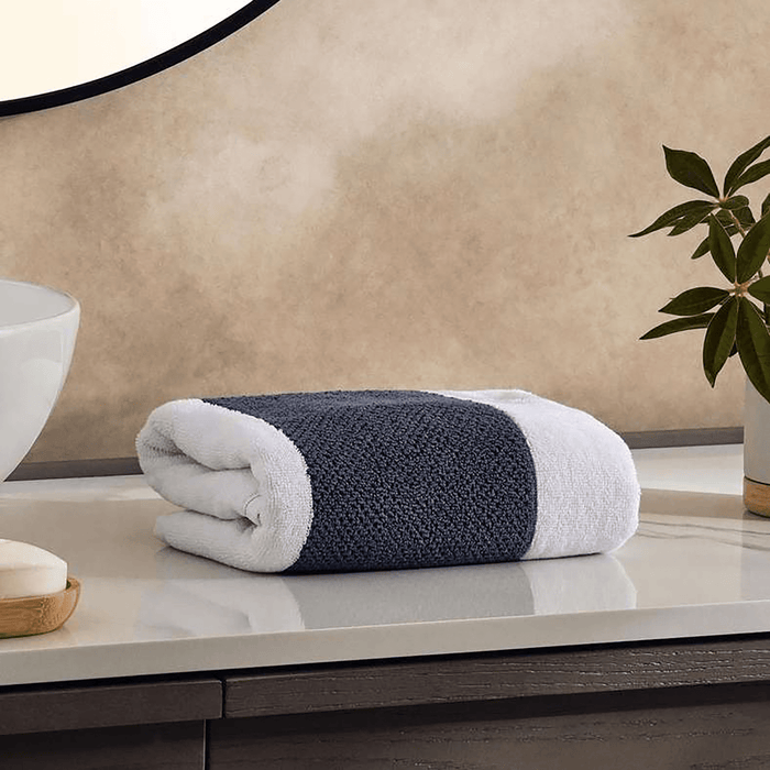 Chicago Textured Stripe 650 Gsm Hand Towel -Ocean