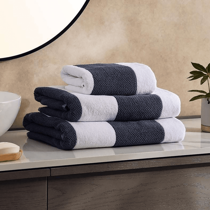 Chicago Textured Stripe 650 Gsm Hand Towel -Ocean