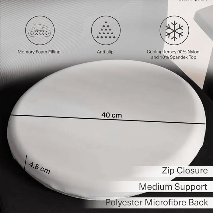 Cloudrest Cooling Memory Foam Seat Pad - Light Grey Pan Home