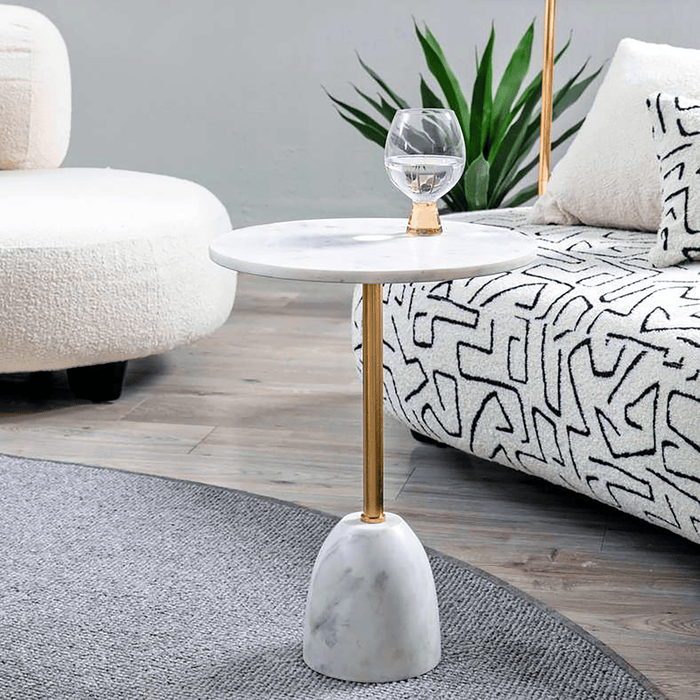 Colten Accent Table Marble - White Gold