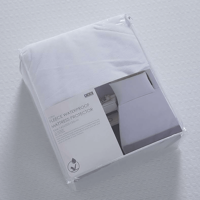 Coral Fleece Waterproof Mattress Protector 160X200+33cm-White