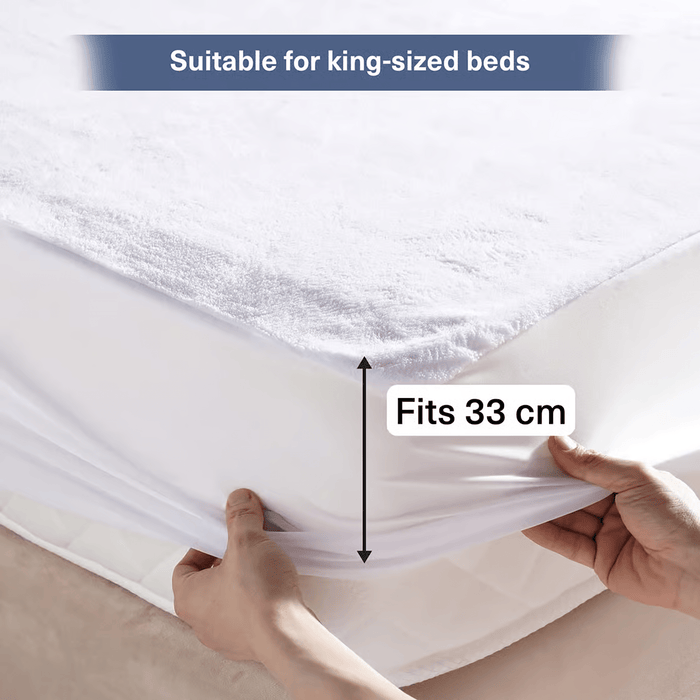 Coral Fleece Waterproof Mattress Protector -White