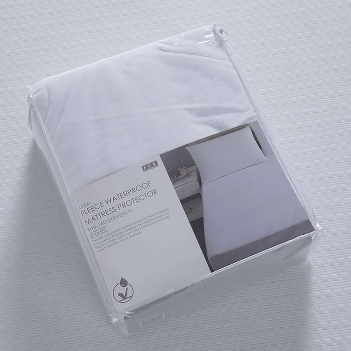 Coral Fleece Waterproof Mattress Protector 90X200+33cm-White
