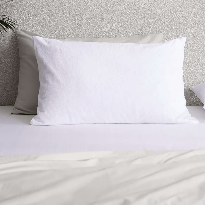 Coral Fleece Waterproof Pillow Protector -White