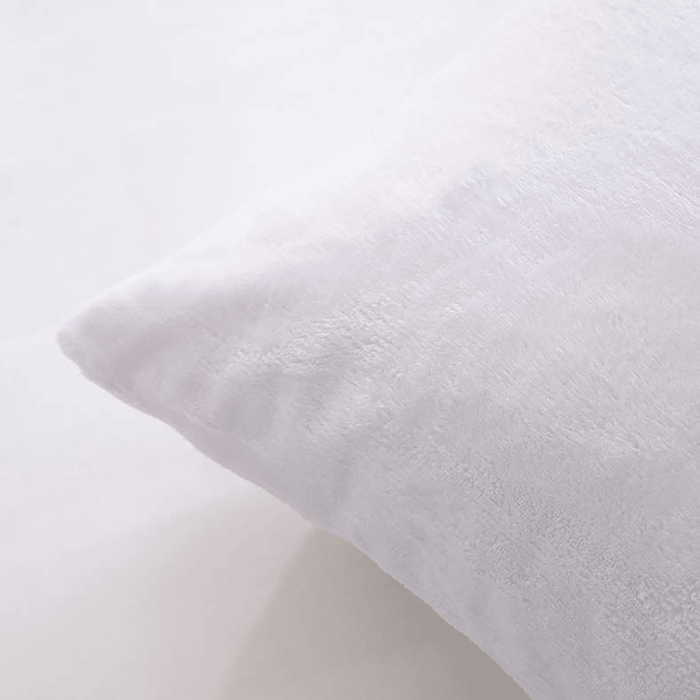Coral Fleece Waterproof Pillow Protector -White