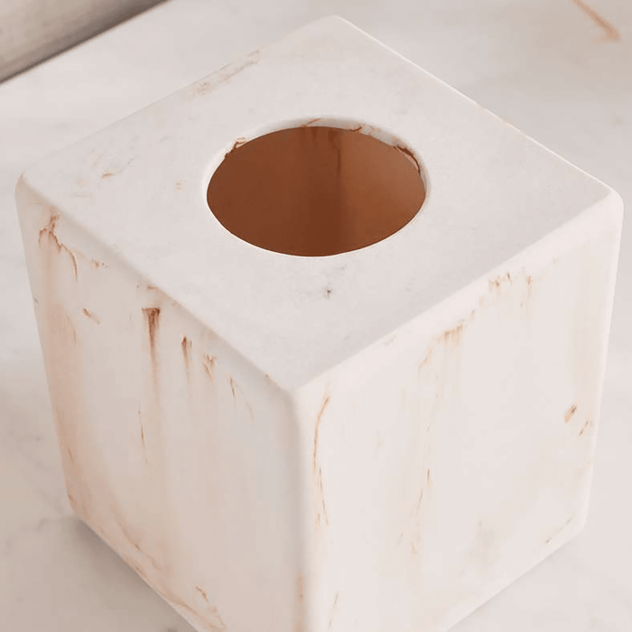 Coral Resin Tissue Box - Off White